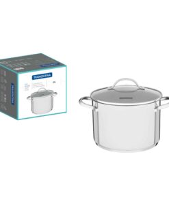 Olla alta 20cm 4.60L con asas y tapa de vidrio Gris