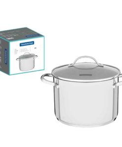 Olla alta 24cm 7.70L con asas y tapa de vidrio Gris